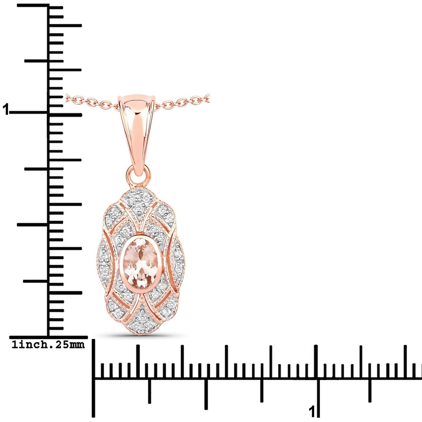 0.52 Carat Genuine Morganite and White Topaz .925 Sterling Silver Pendant Bids.com