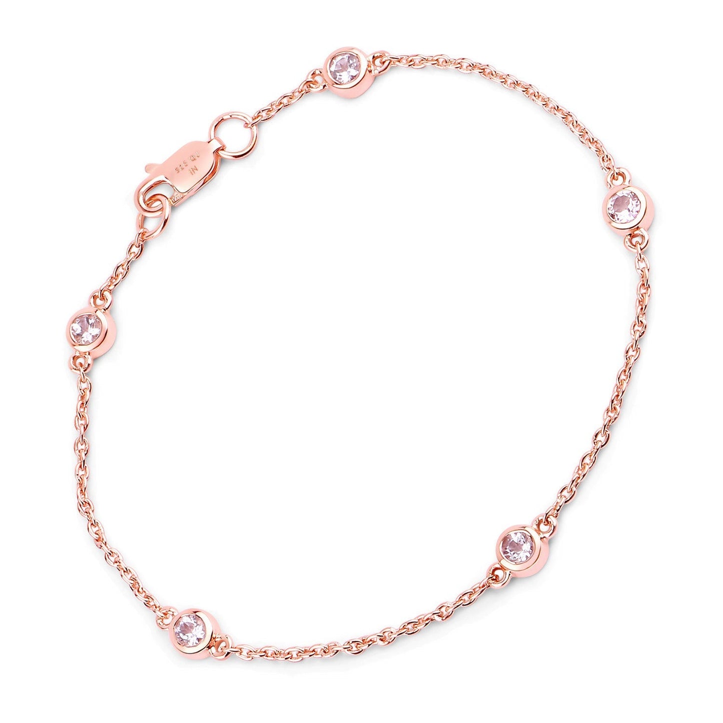 0.45 Carat Genuine Morganite .925 Sterling Silver Bracelet Bids.com
