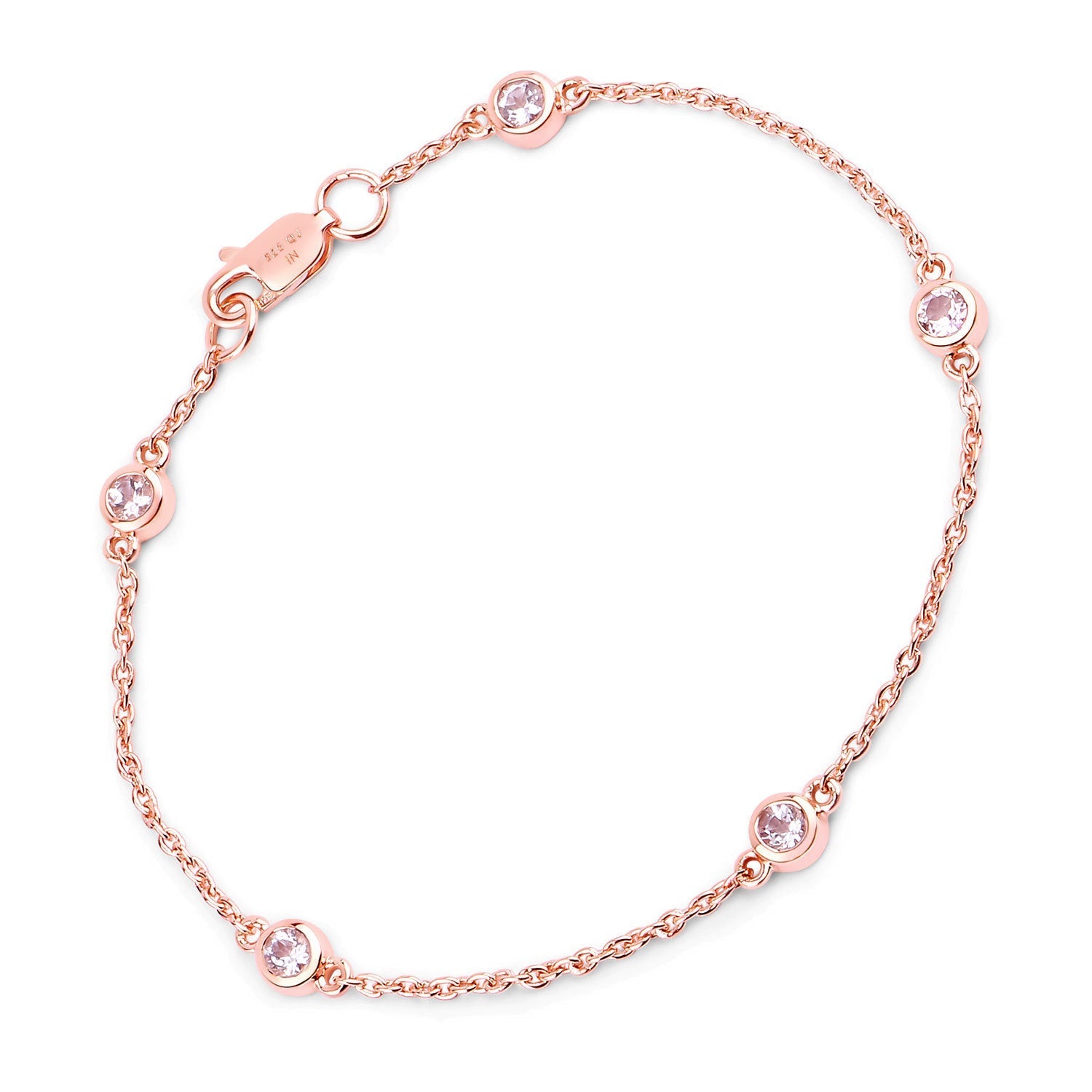 0.45 Carat Genuine Morganite .925 Sterling Silver Bracelet Bids.com
