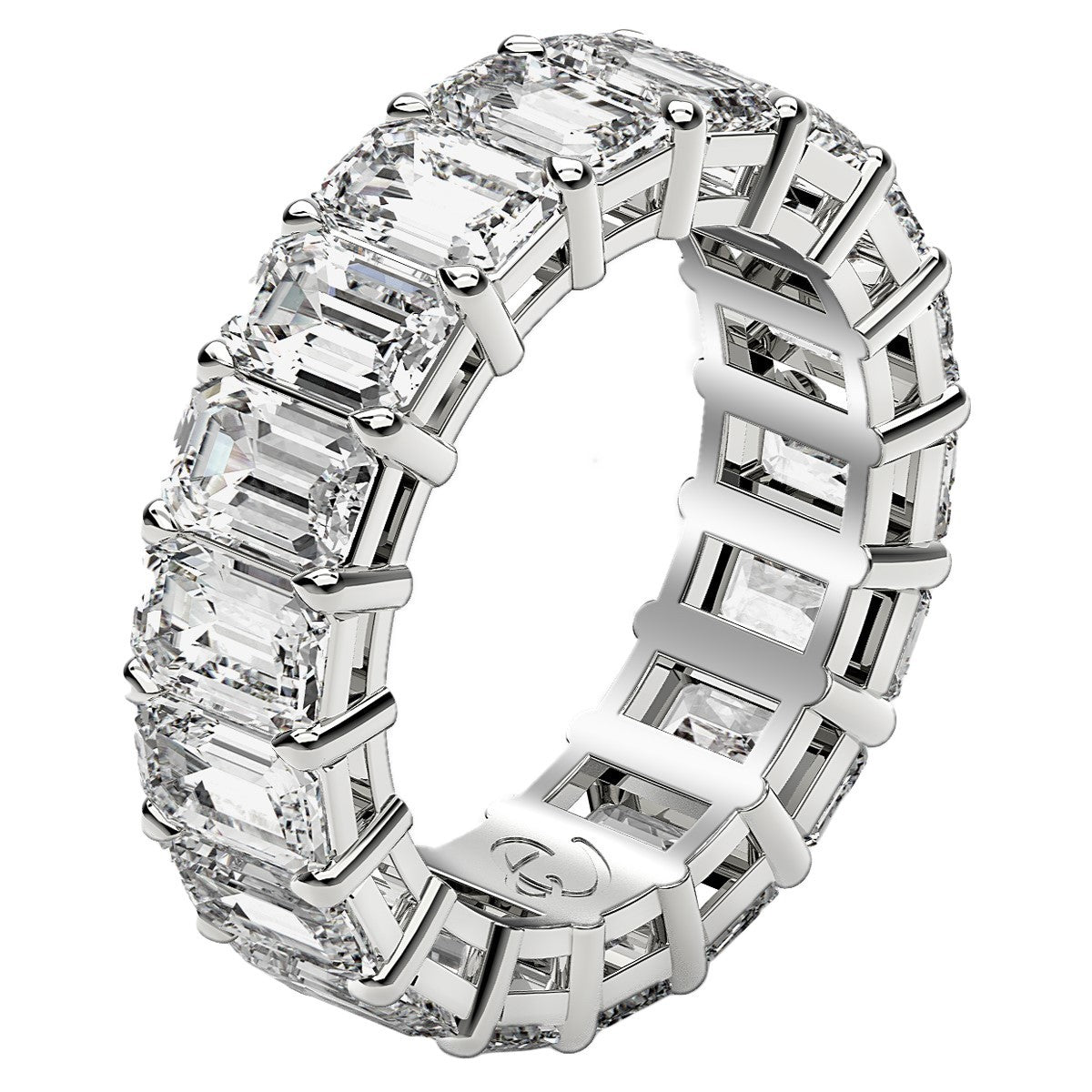 Emerald Cut Lab Grown Diamond Eternity Ring in 14k White Gold (8 cttw FG/VS2) Bids.com