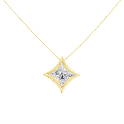 10K White Gold 1/10 Cttw Bezel Set Solitaire Princess Cut Diamond Kite Shaped Pendent Necklace - 18" Inches Bids.com
