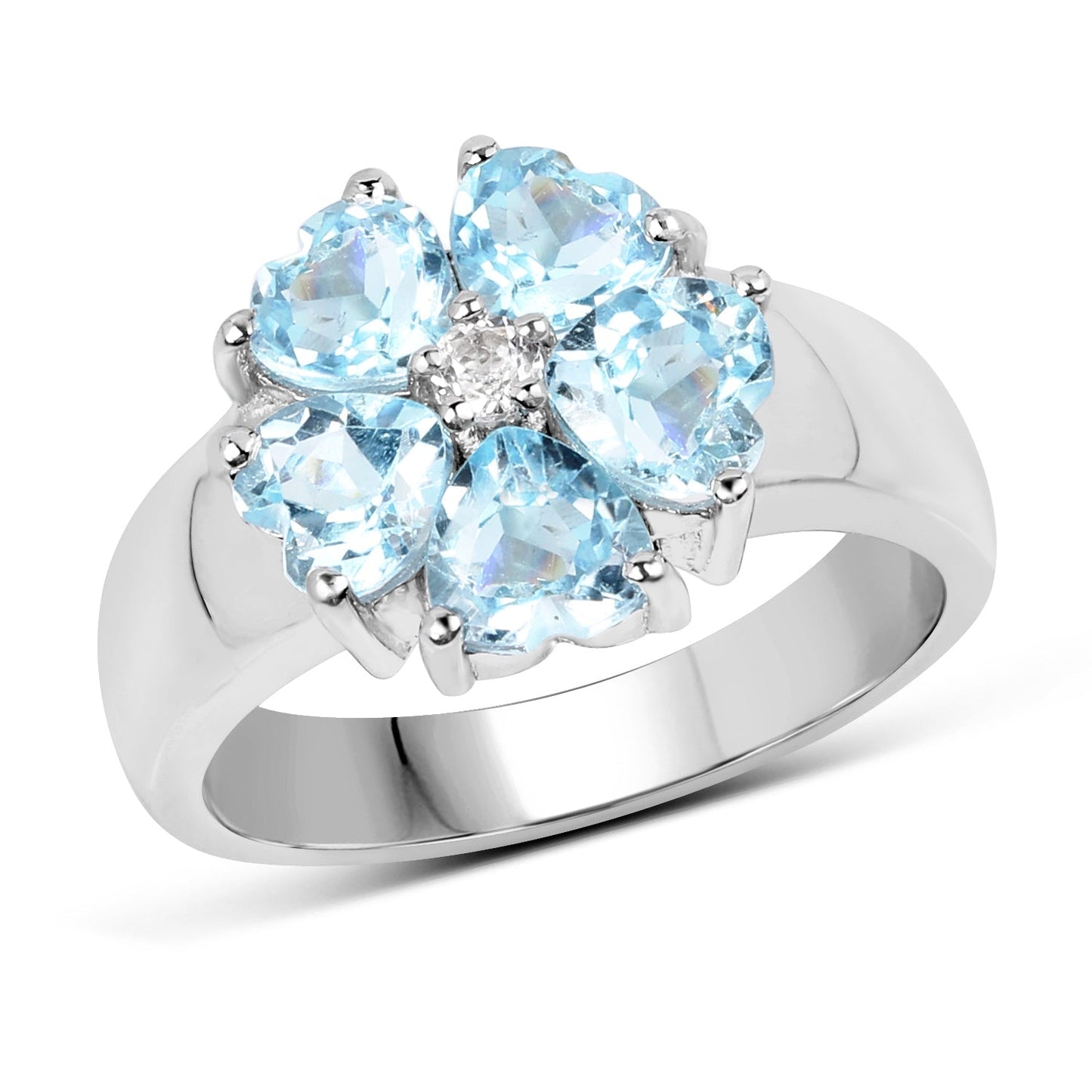 2.58 Carat Genuine Blue Topaz and White Topaz .925 Sterling Silver Ring Bids.com