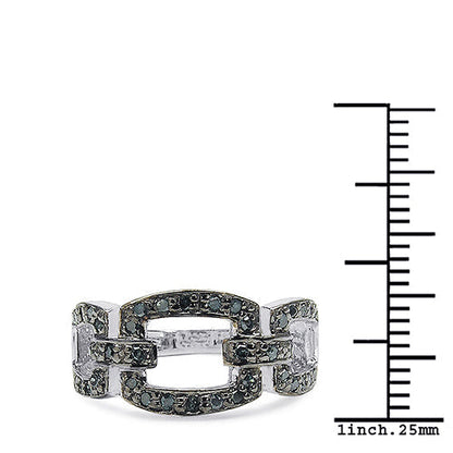 0.36 Carat Genuine Blue Diamond .925 Sterling Silver Ring Bids.com
