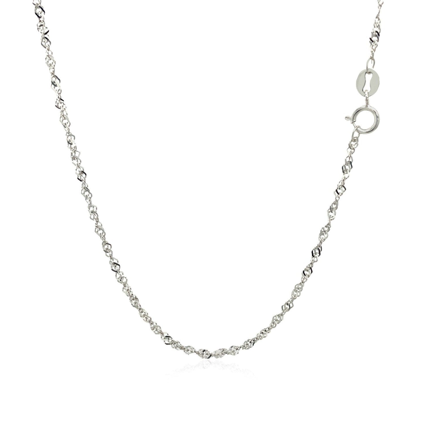 14k White Gold Singapore Chain 1.5mm Bids.com