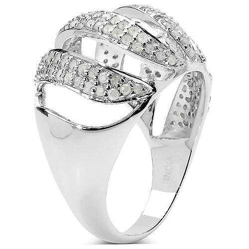 0.98 Carat Genuine White Diamond .925 Sterling Silver Ring Bids.com