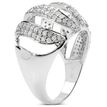 0.98 Carat Genuine White Diamond .925 Sterling Silver Ring Bids.com