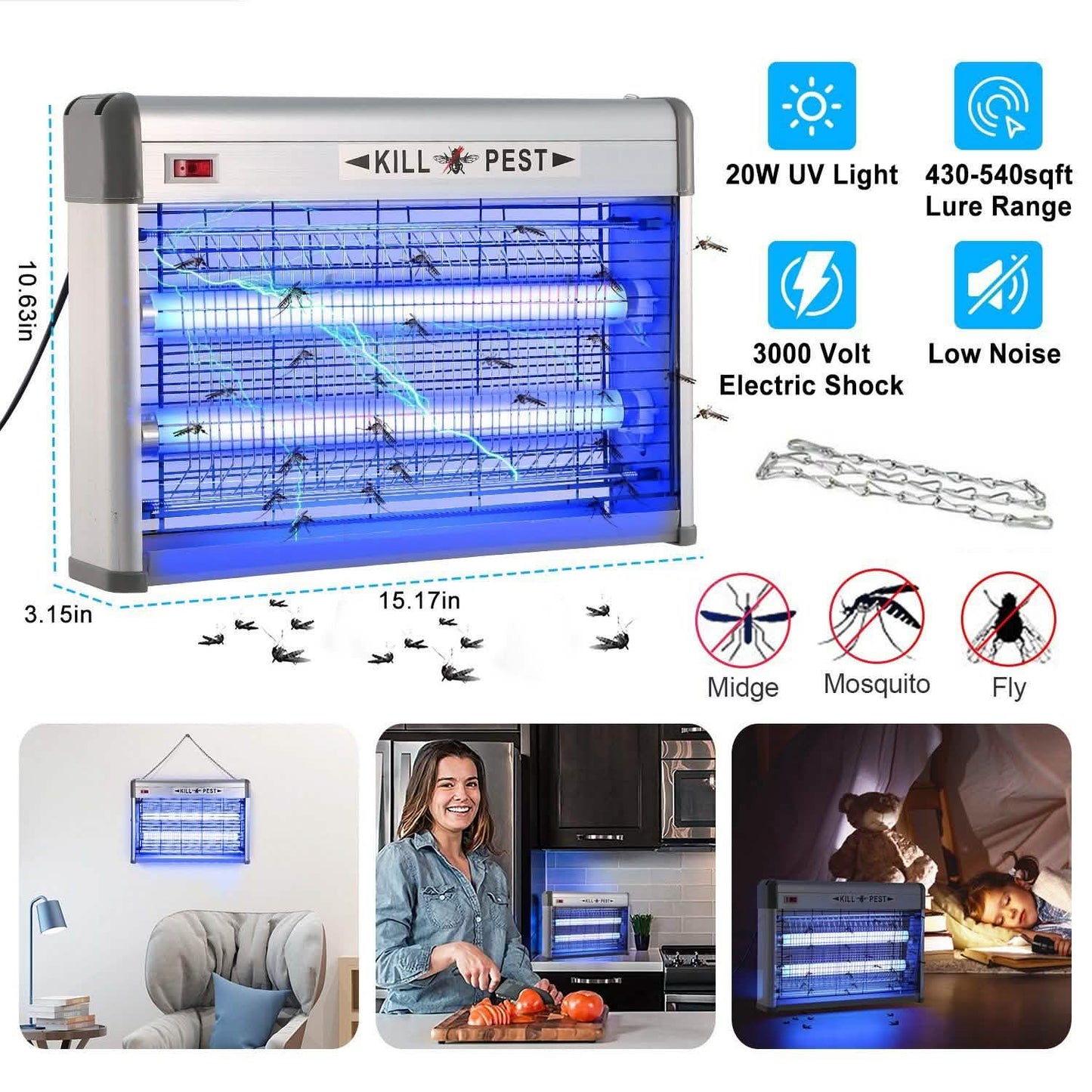 20W Electric Fly Bug Zapper Mosquito Insect Killer DailySale