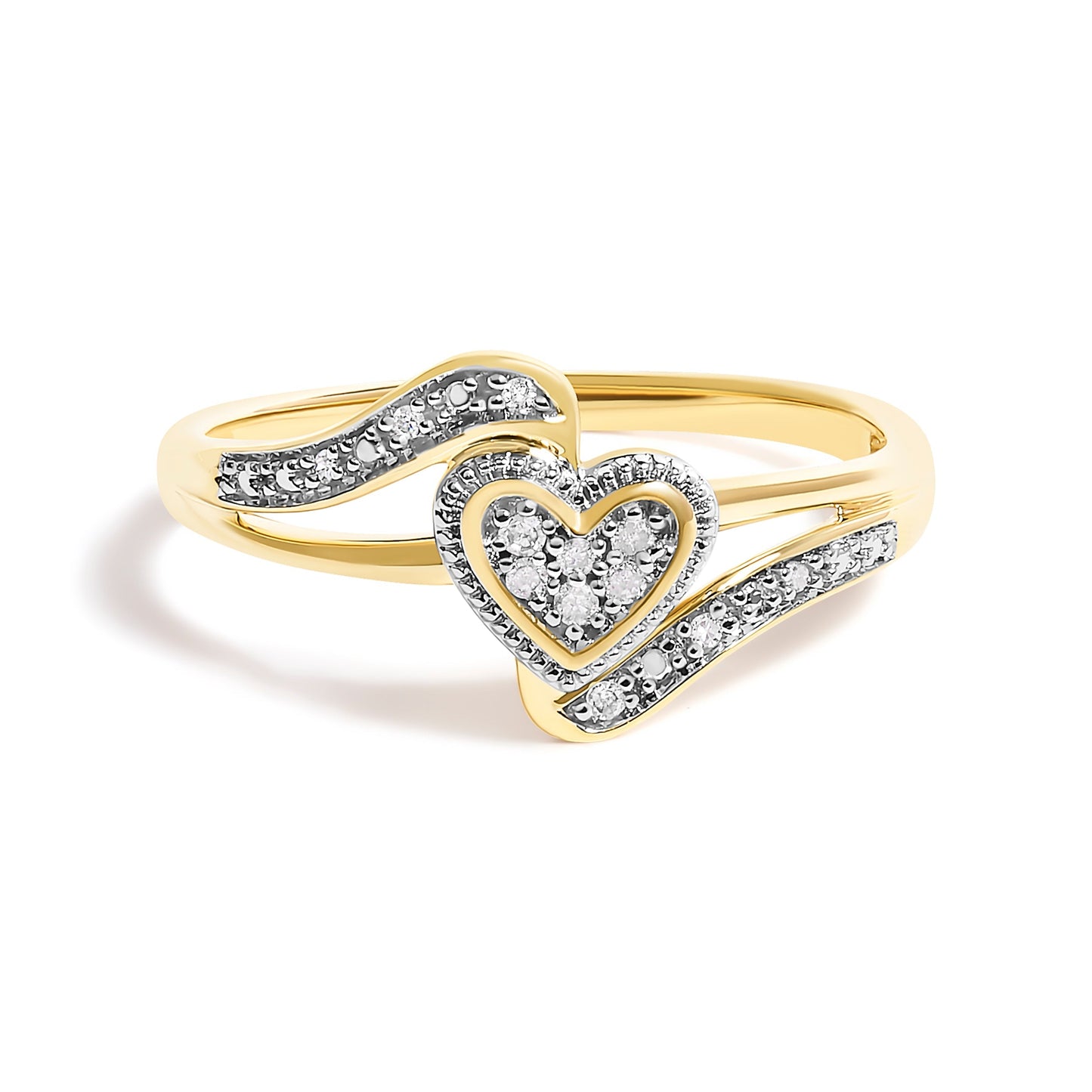 10K Yellow Gold Diamond Accent Filigree Heart Promise Ring (I-J Color, I3 Clarity)- Size 7 Bids.com