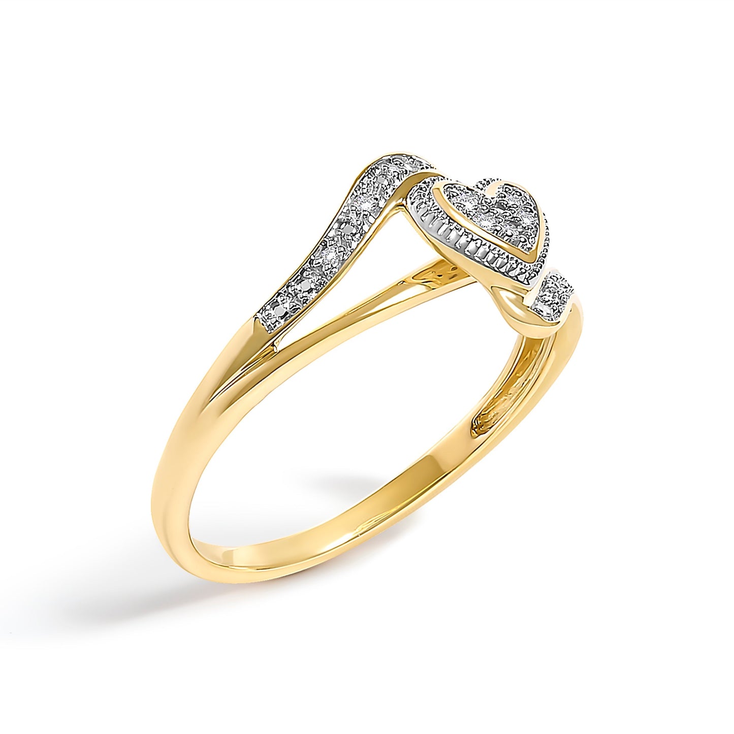 10K Yellow Gold Diamond Accent Filigree Heart Promise Ring (I-J Color, I3 Clarity)- Size 7 Bids.com