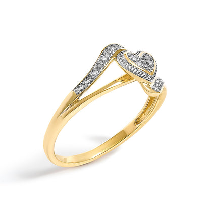10K Yellow Gold Diamond Accent Filigree Heart Promise Ring (I-J Color, I3 Clarity)- Size 7 Bids.com