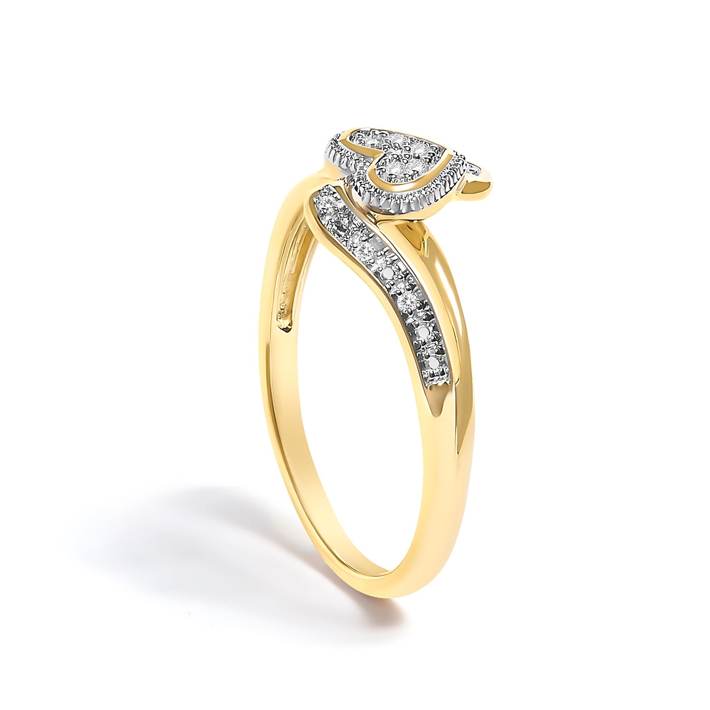 10K Yellow Gold Diamond Accent Filigree Heart Promise Ring (I-J Color, I3 Clarity)- Size 7 Bids.com