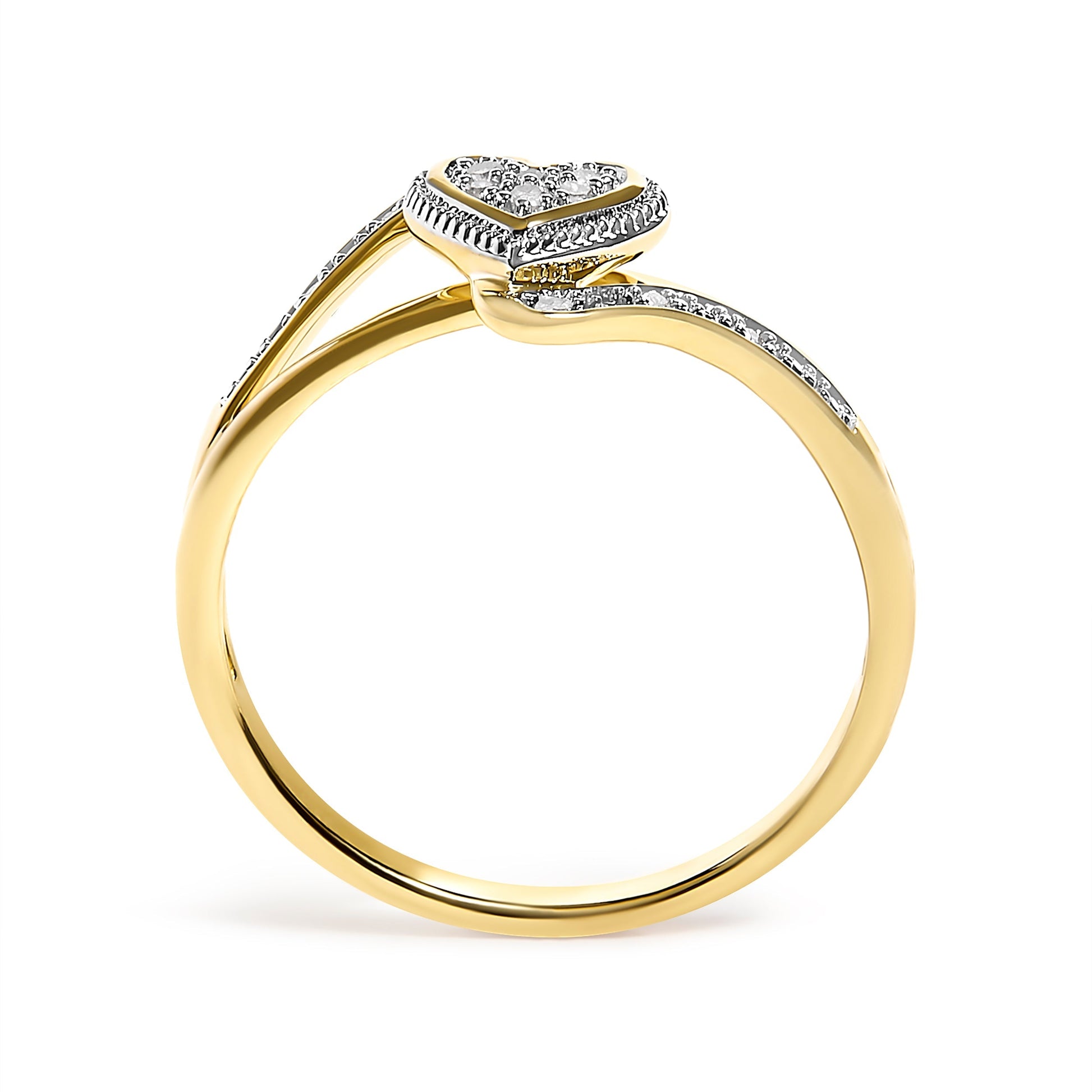 10K Yellow Gold Diamond Accent Filigree Heart Promise Ring (I-J Color, I3 Clarity)- Size 7 Bids.com