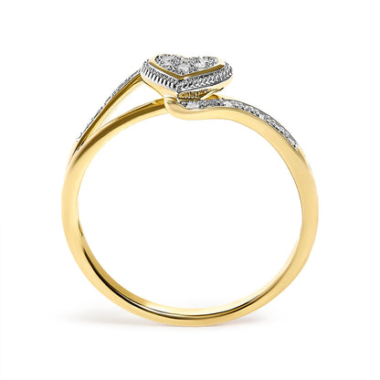 10K Yellow Gold Diamond Accent Filigree Heart Promise Ring (I-J Color, I3 Clarity)- Size 7 Bids.com