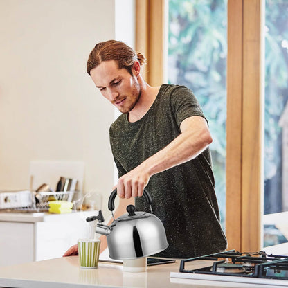 2.1 Quarts Stainless Steel Whistling Tea Kettle Stovetop Induction Gas Teapot DailySale