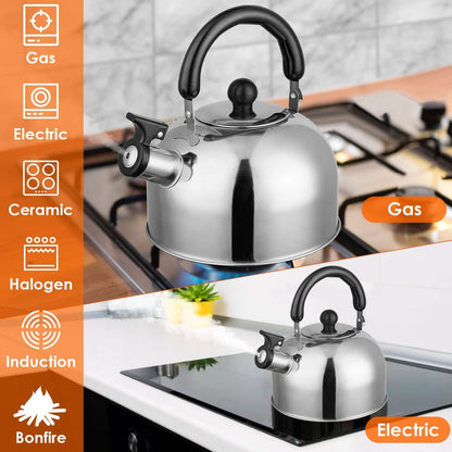 2.1 Quarts Stainless Steel Whistling Tea Kettle Stovetop Induction Gas Teapot DailySale