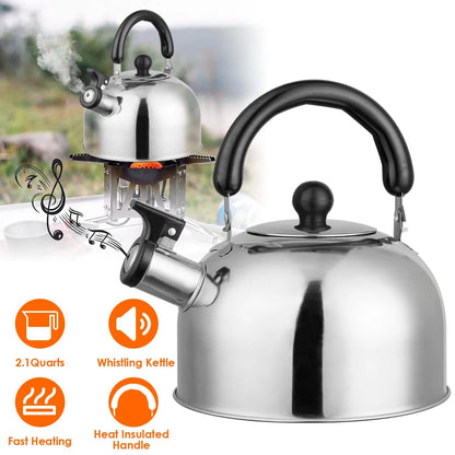 2.1 Quarts Stainless Steel Whistling Tea Kettle Stovetop Induction Gas Teapot DailySale