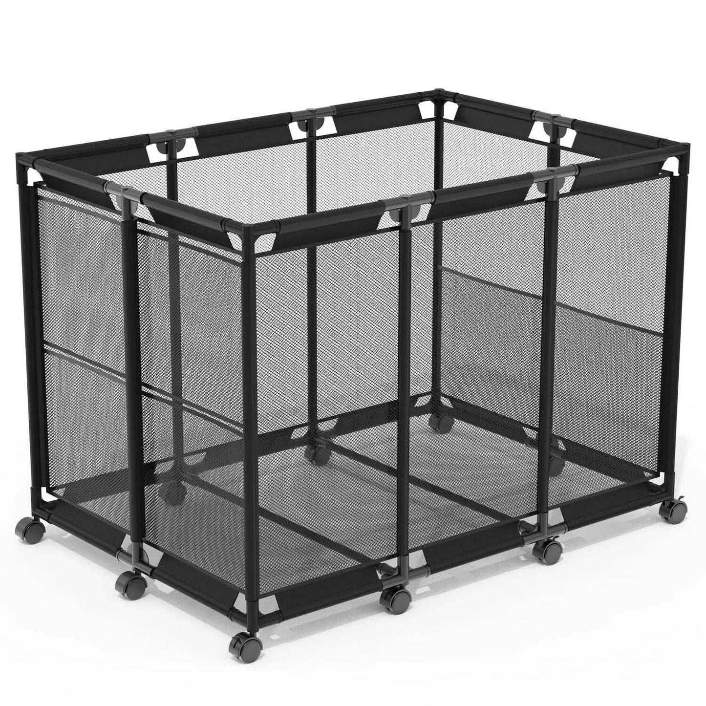 210 Gallon Pool Storage Bin Organizer Rolling Mesh Storage Basket with Lockable Wheels DailySale
