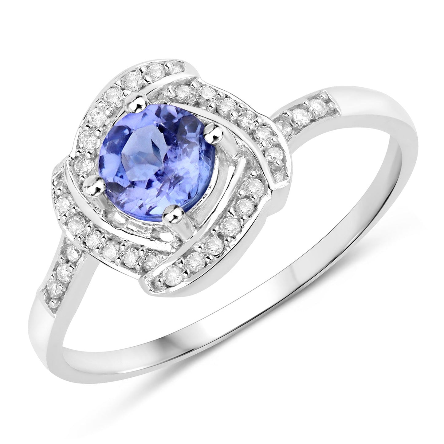 0.55 Carat Genuine Tanzanite and White Diamond 14K White Gold Ring Bids.com