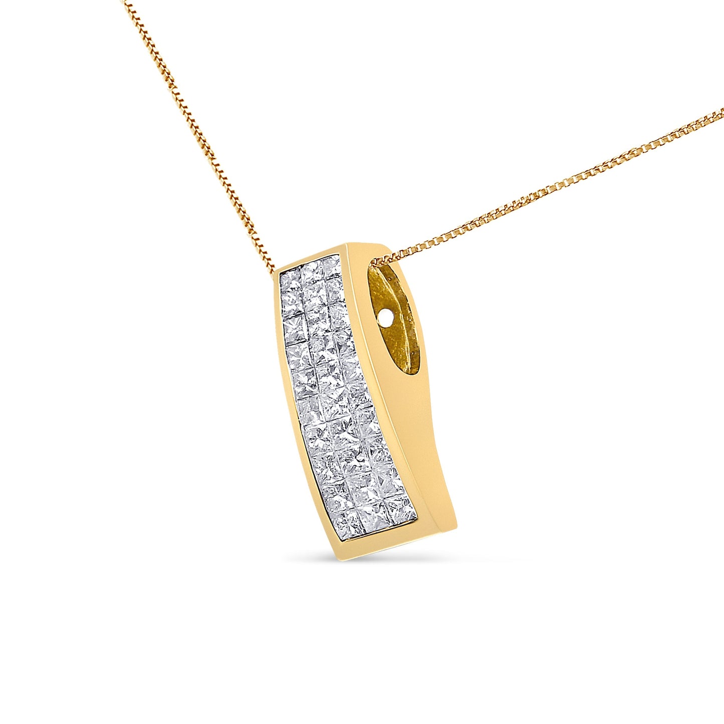 14K Yellow Gold 1 1/2 cttw Princess Cut Diamond Greek Column Pendant Necklace (G-H, VS1-VS2) Bids.com