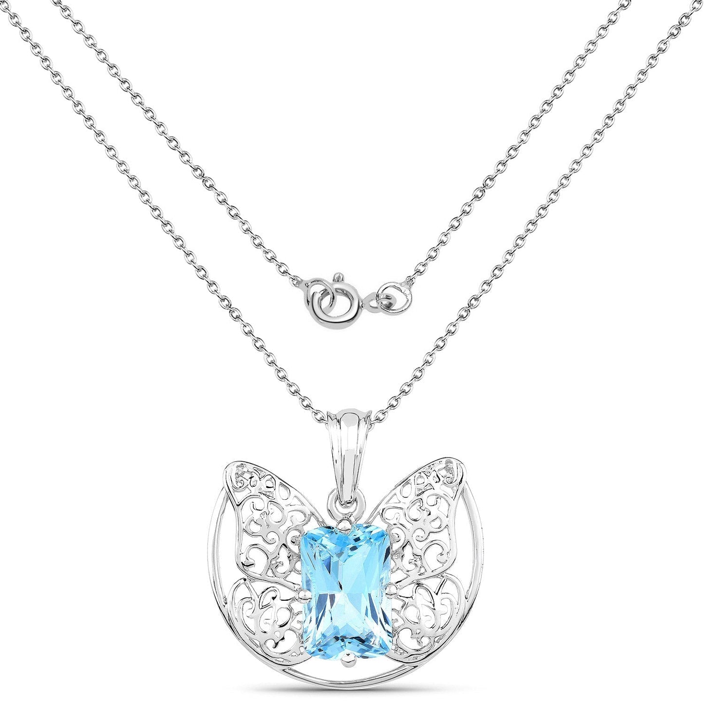 11.10 Carat Genuine Swiss Blue Topaz .925 Sterling Silver Pendant Bids.com