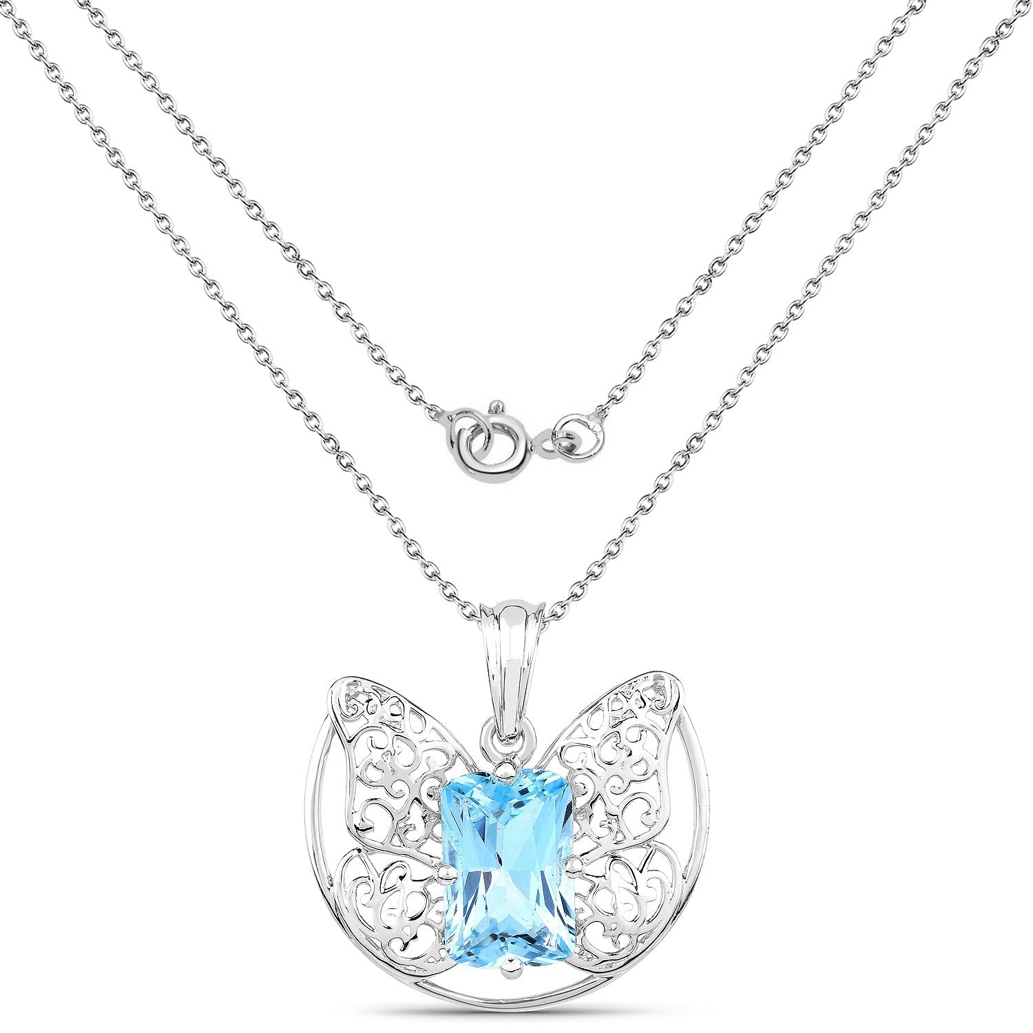 11.10 Carat Genuine Swiss Blue Topaz .925 Sterling Silver Pendant Bids.com