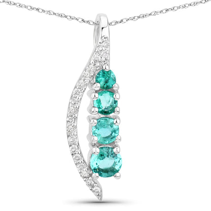 0.34 Carat Genuine Zambian Emerald and White Diamond 14K White Gold Pendant Bids.com
