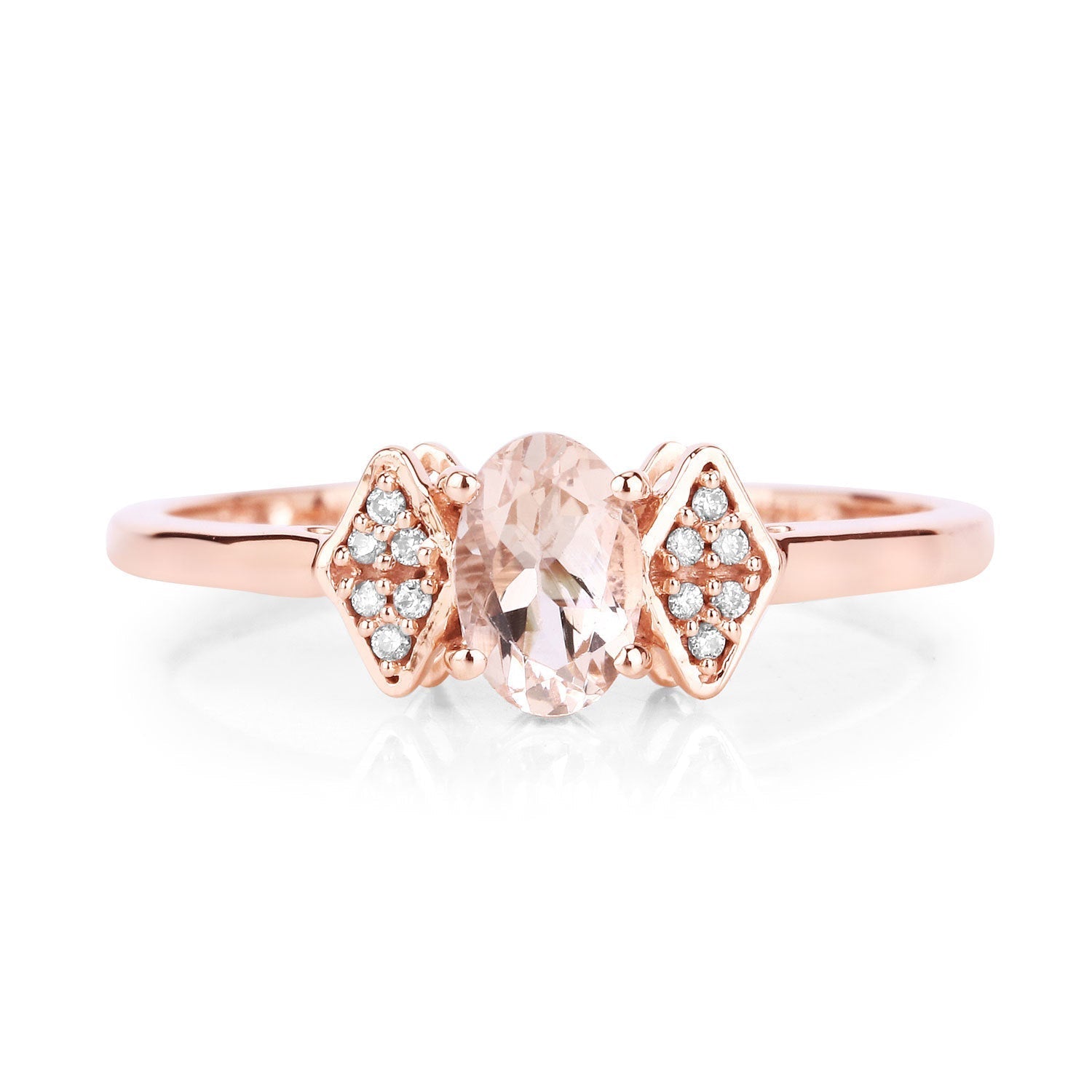 0.46 Carat Genuine Morganite and White Diamond 14K Rose Gold Ring Bids.com