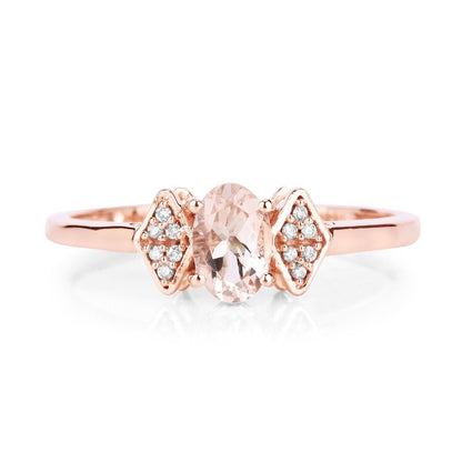 0.46 Carat Genuine Morganite and White Diamond 14K Rose Gold Ring Bids.com