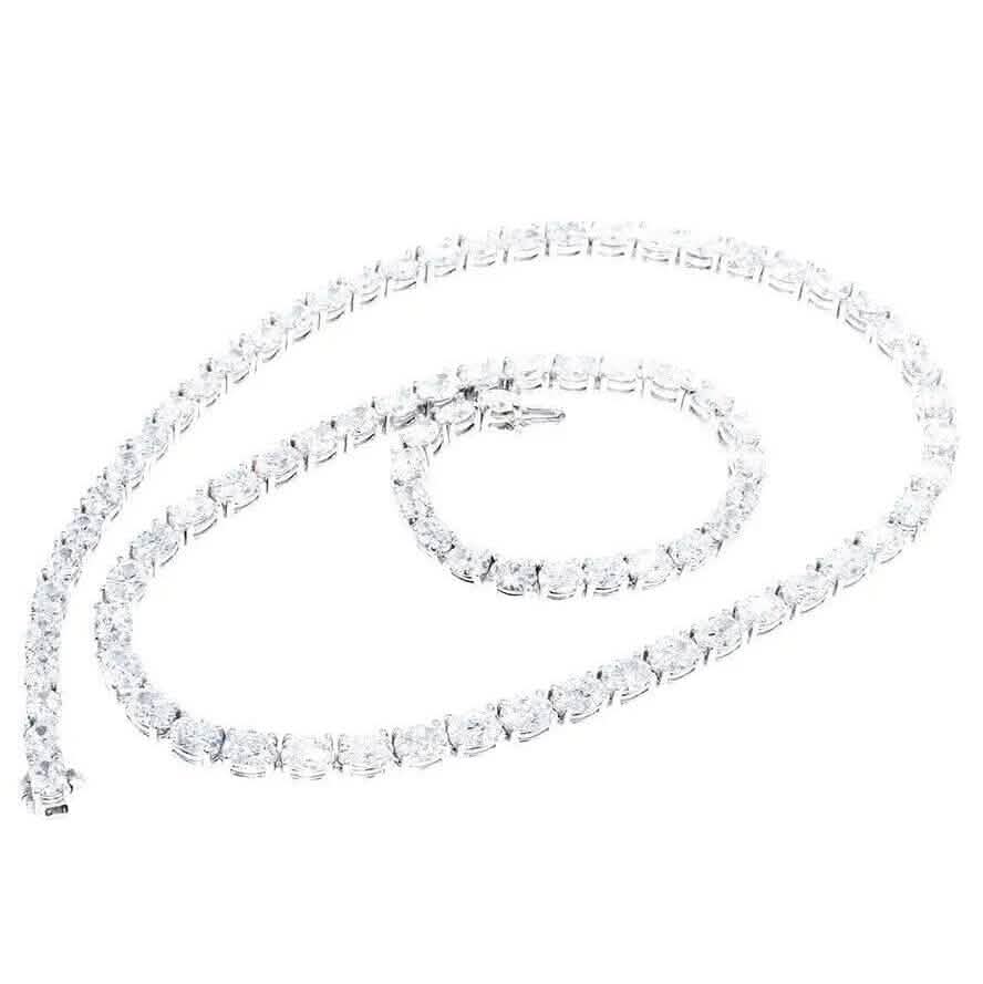 21.25CT Lab Grown Oval Diamond Graduated Tennis Necklace Platinum & 14K DailySale