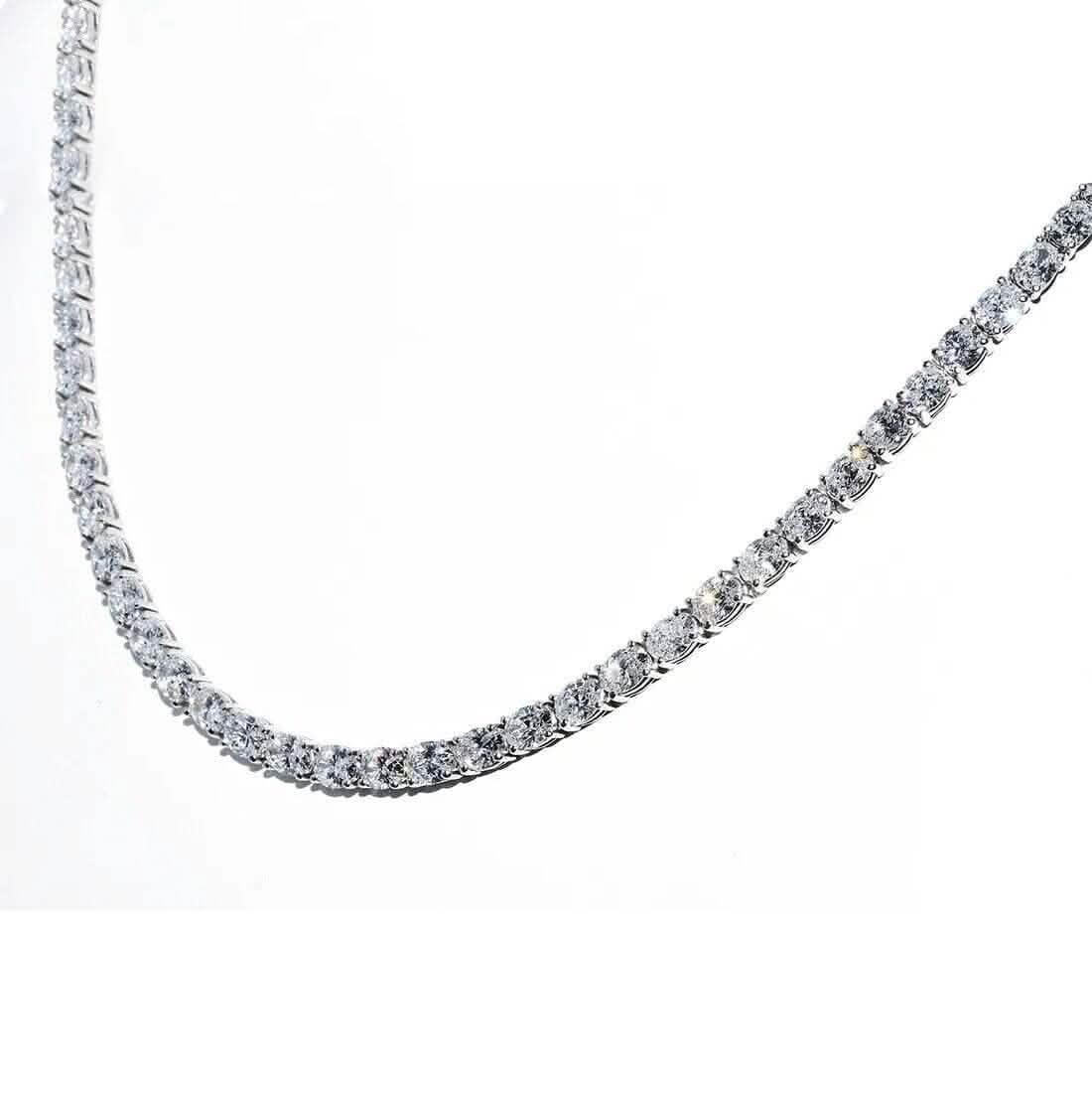 21.25CT Lab Grown Oval Diamond Graduated Tennis Necklace Platinum & 14K DailySale