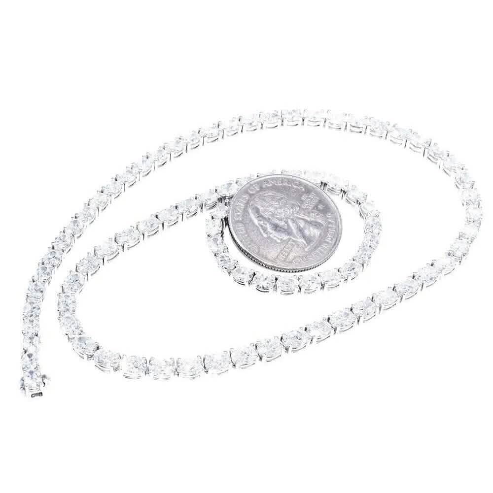 21.25CT Lab Grown Oval Diamond Graduated Tennis Necklace Platinum & 14K DailySale
