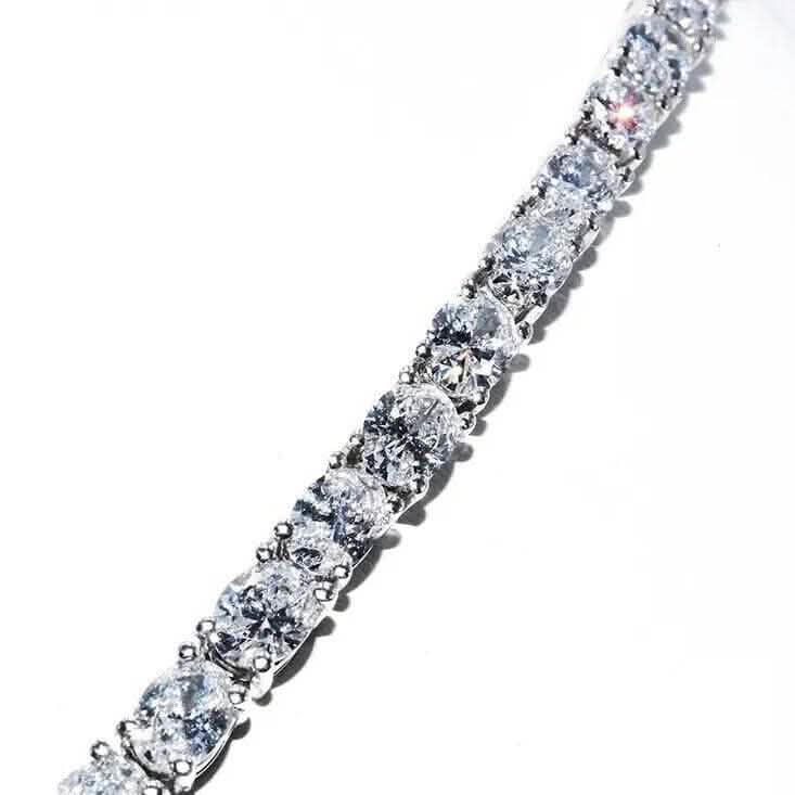 21.25CT Lab Grown Oval Diamond Graduated Tennis Necklace Platinum & 14K DailySale