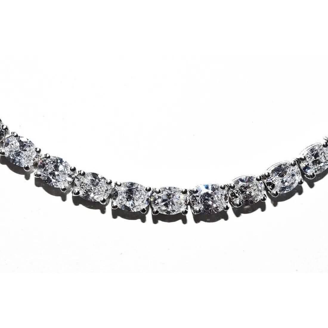21.25CT Lab Grown Oval Diamond Graduated Tennis Necklace Platinum & 14K DailySale