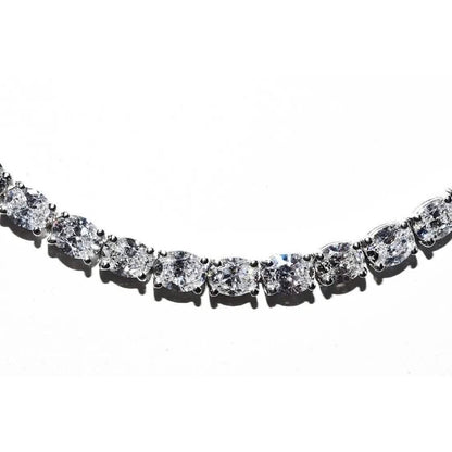 21.25CT Lab Grown Oval Diamond Graduated Tennis Necklace Platinum & 14K DailySale
