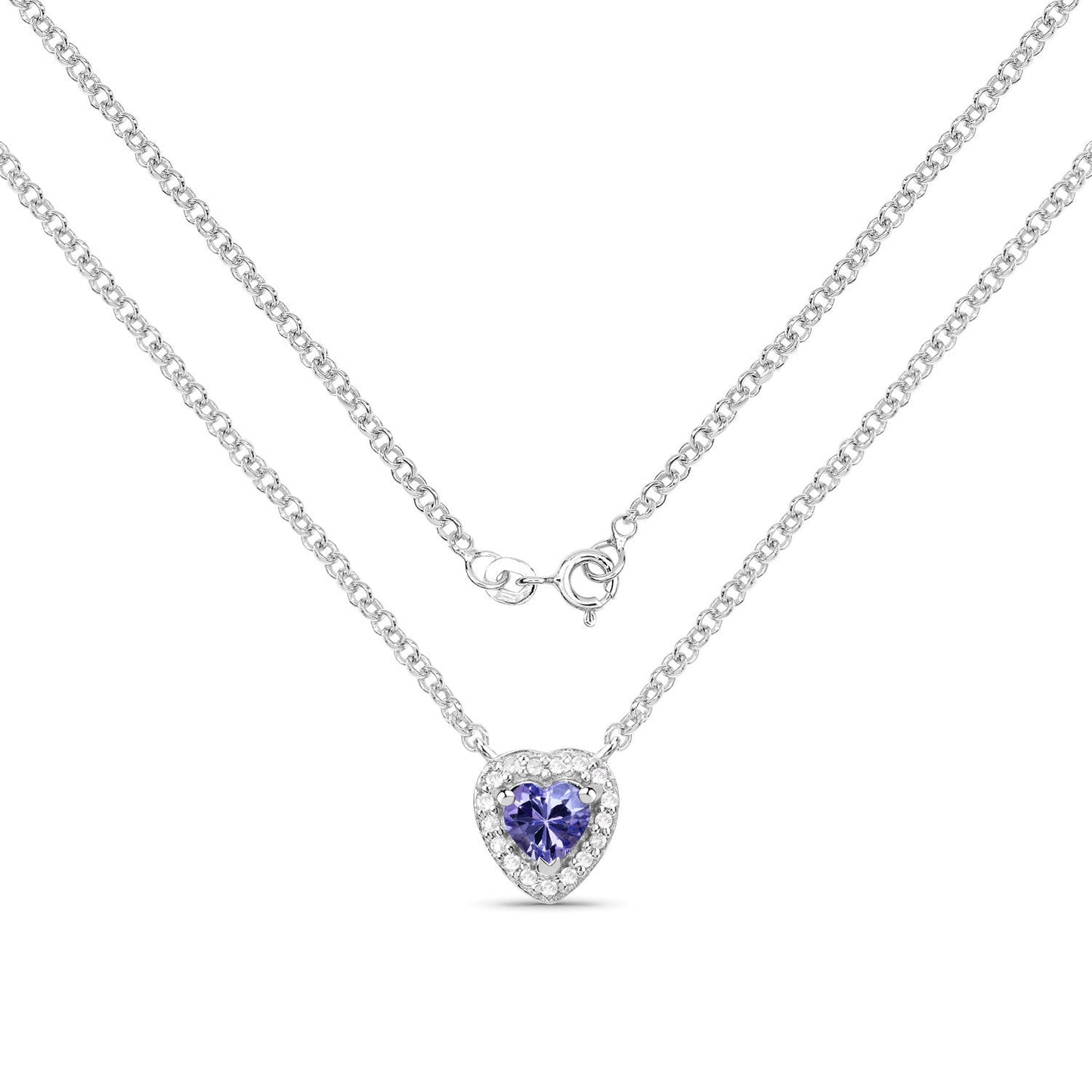 0.55 Carat Genuine Tanzanite and White Topaz .925 Sterling Silver Necklace Bids.com