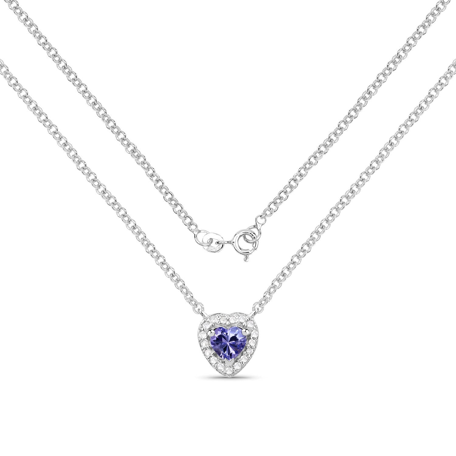 0.55 Carat Genuine Tanzanite and White Topaz .925 Sterling Silver Necklace Bids.com