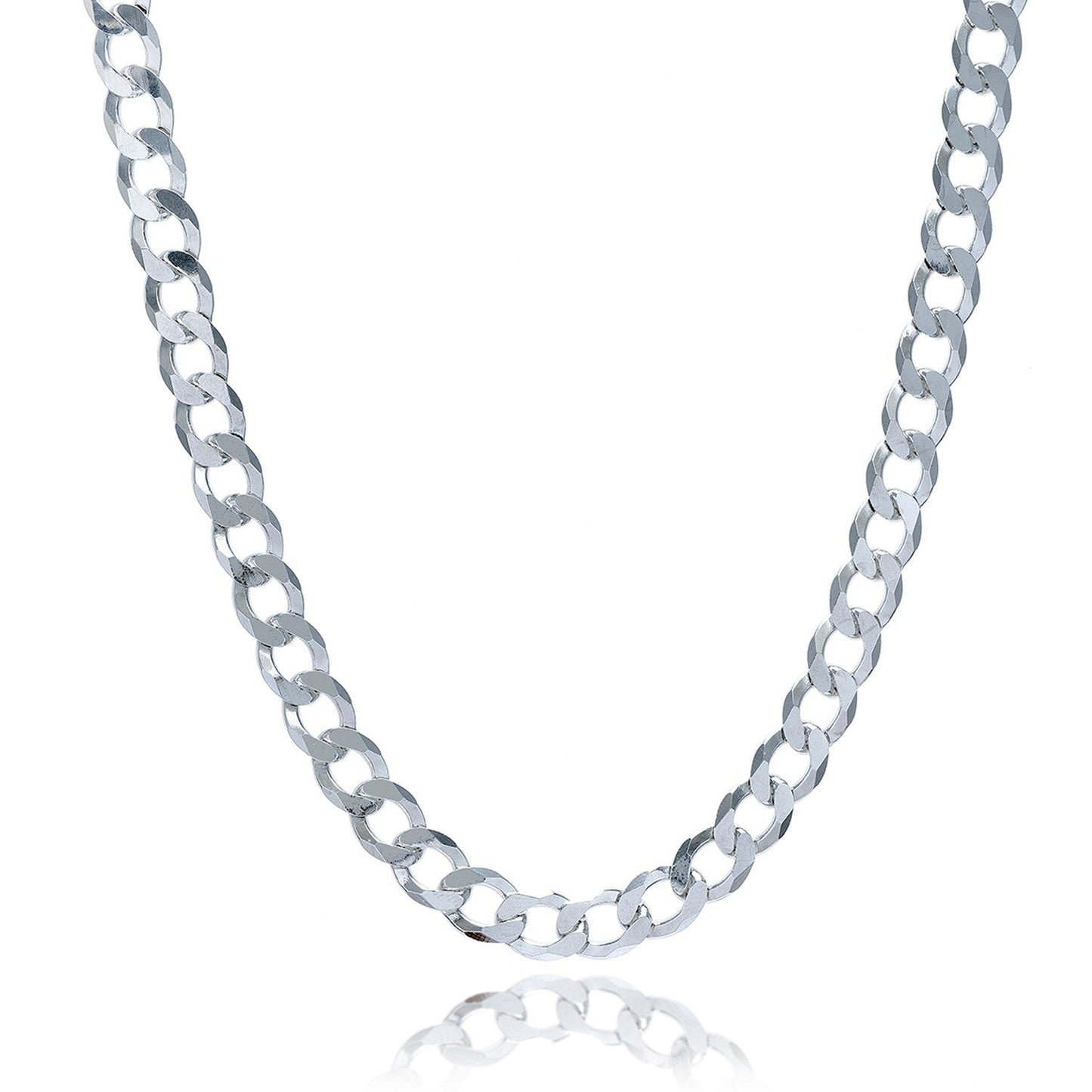 Rhodium Plated 7.9mm Sterling Silver Curb Style Chain Bids.com