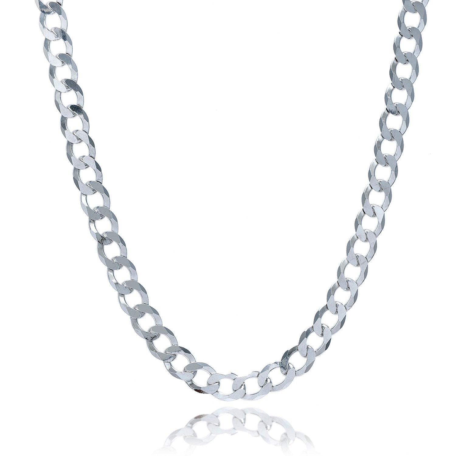 Rhodium Plated 7.9mm Sterling Silver Curb Style Chain Bids.com