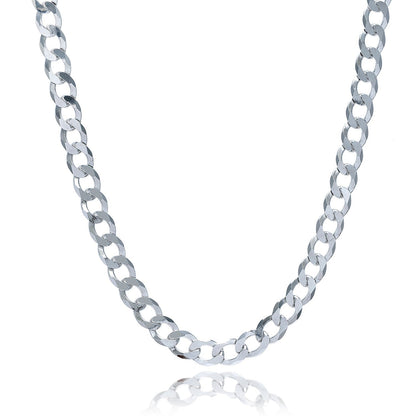Rhodium Plated 7.9mm Sterling Silver Curb Style Chain Bids.com
