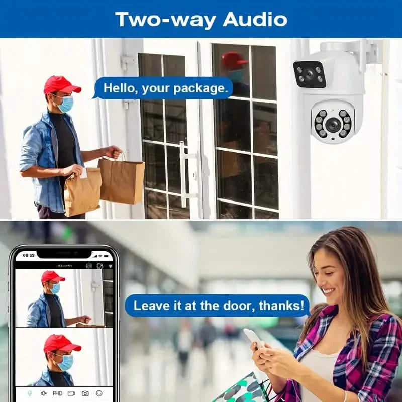 8MP Dual Lens WiFi PTZ Security Camera – Night Vision & Two-Way Audio DailySale