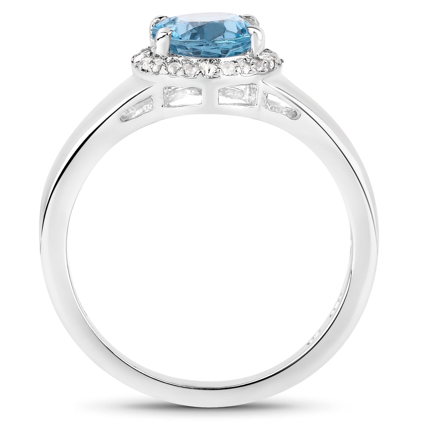 2.13 Carat Genuine London Blue Topaz and White Topaz .925 Sterling Silver Ring Bids.com