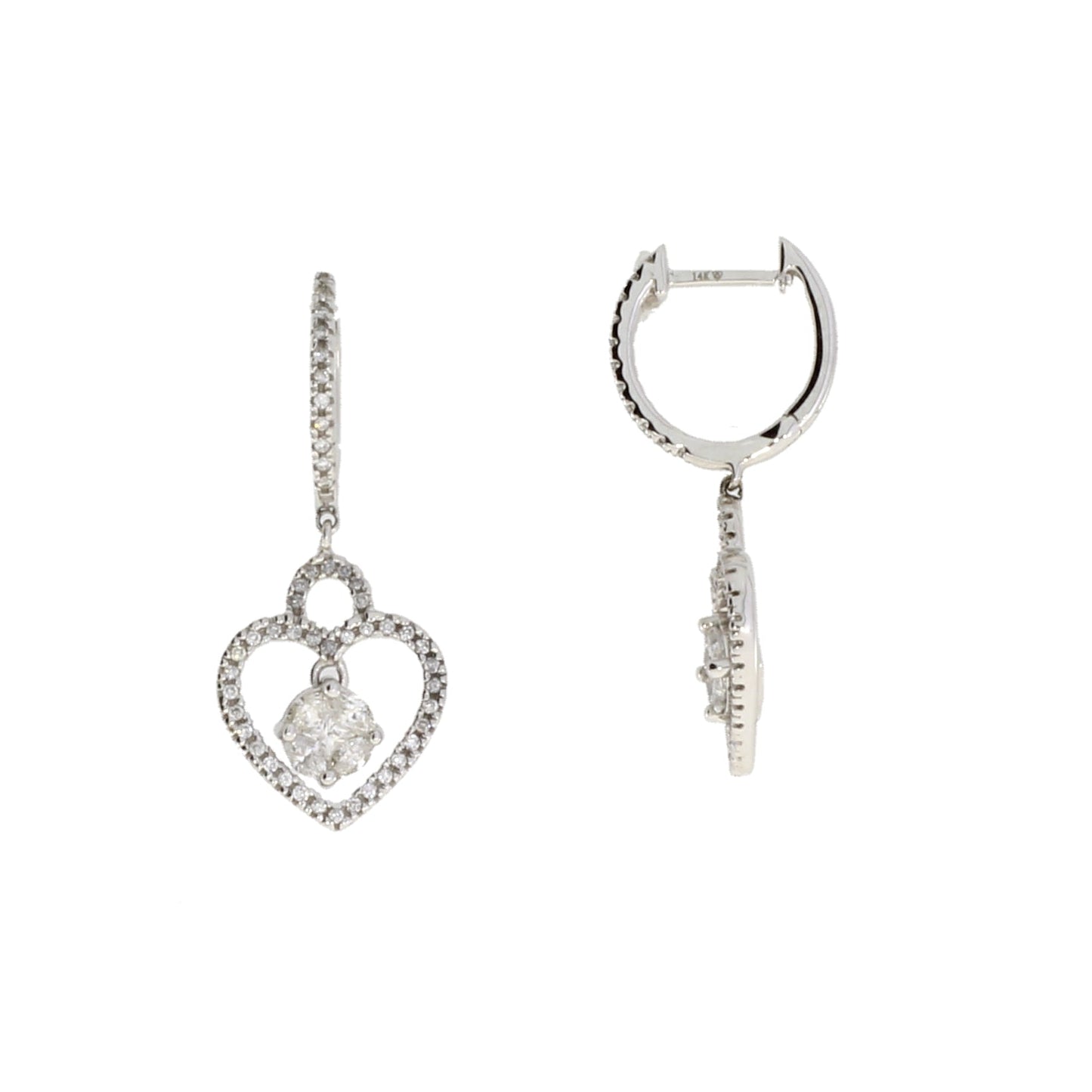 Natural .50ct Diamond Dangle Earrings 14KT White Gold Bids.com