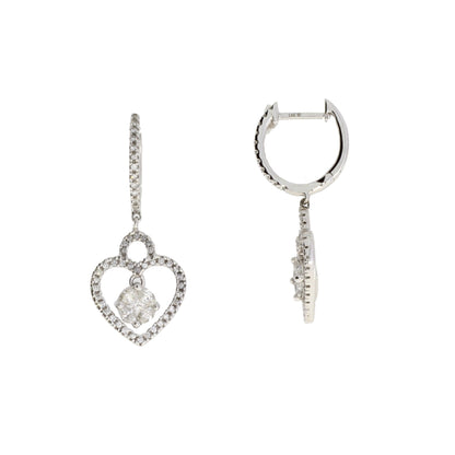 Natural .50ct Diamond Dangle Earrings 14KT White Gold Bids.com
