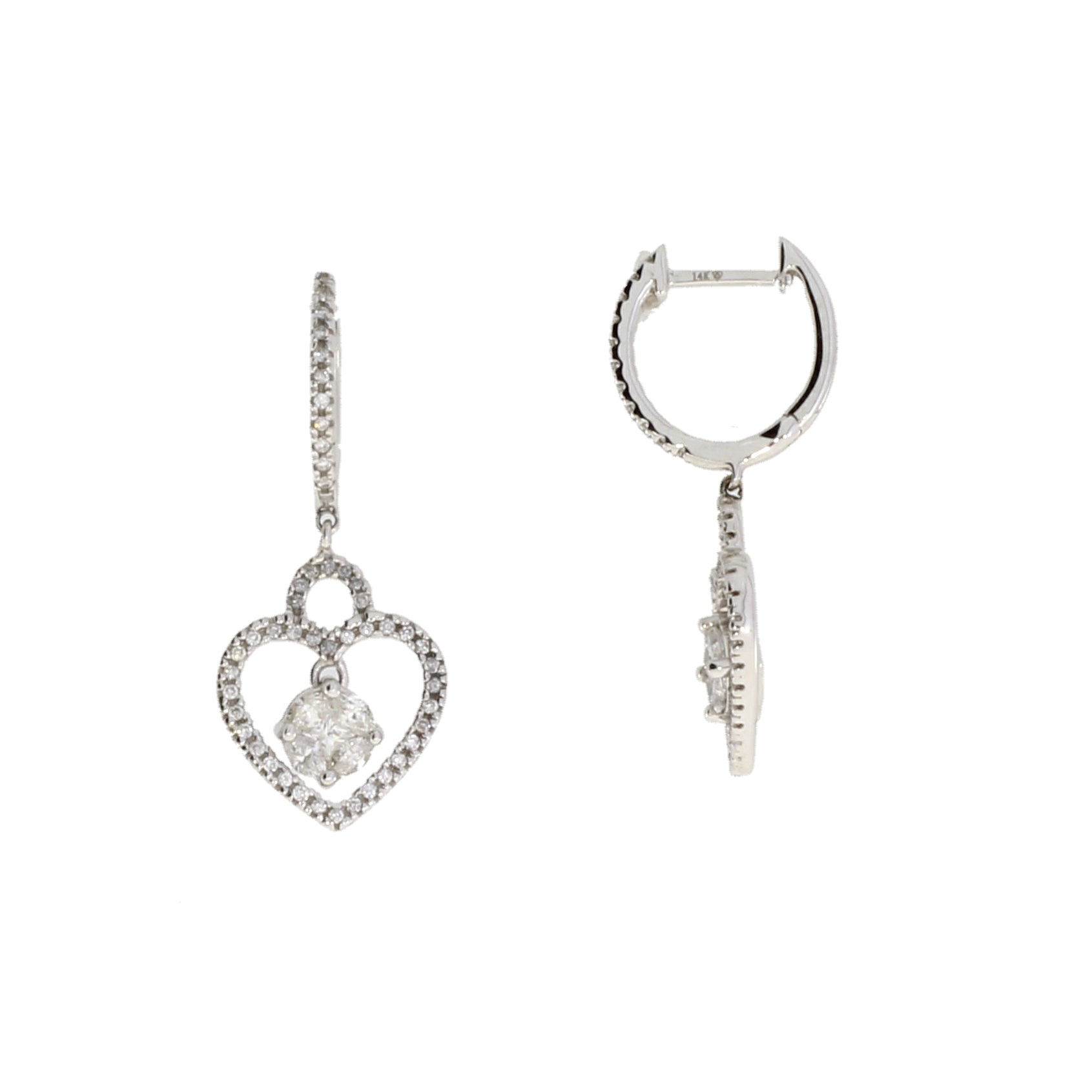 Natural .50ct Diamond Dangle Earrings 14KT White Gold Bids.com