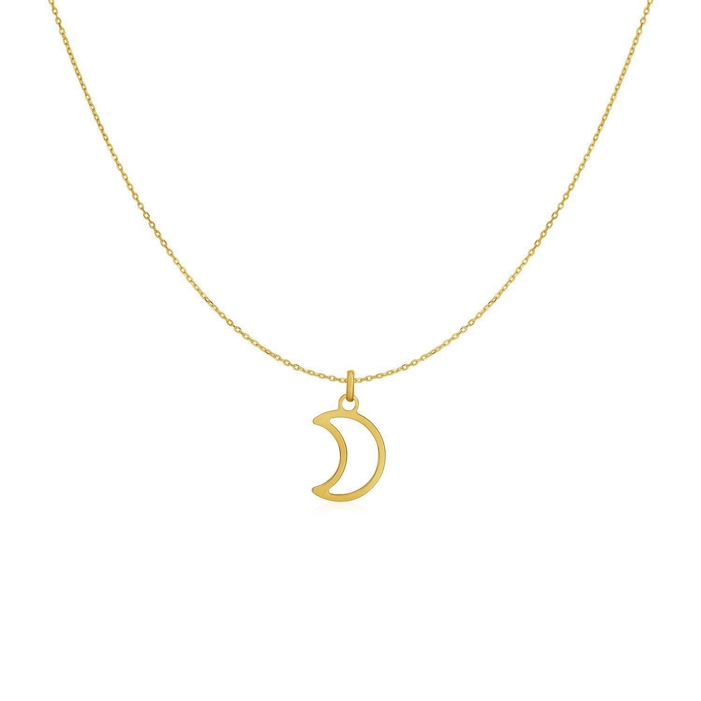 14k Yellow Gold Necklace with Moon Bids.com