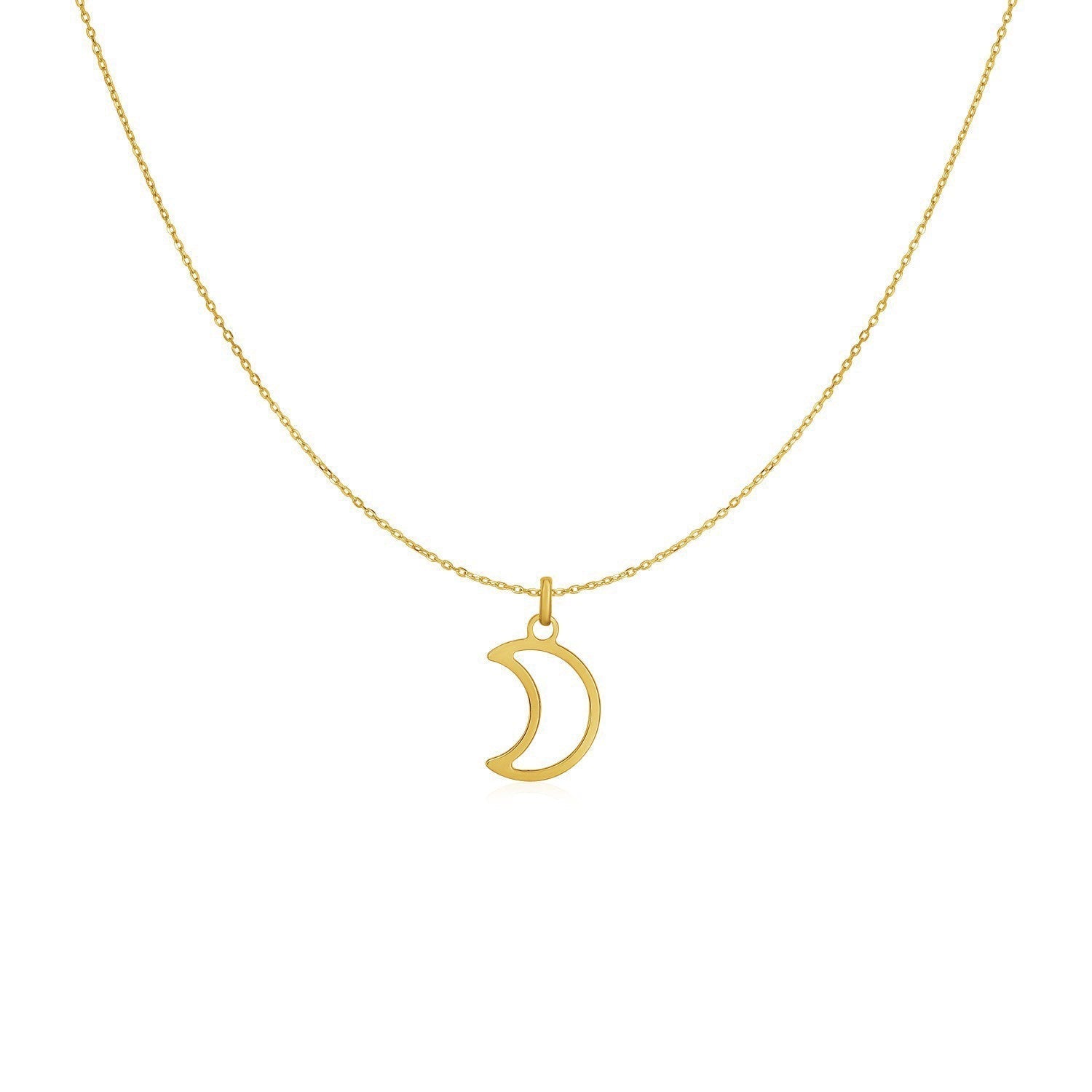 14k Yellow Gold Necklace with Moon Bids.com