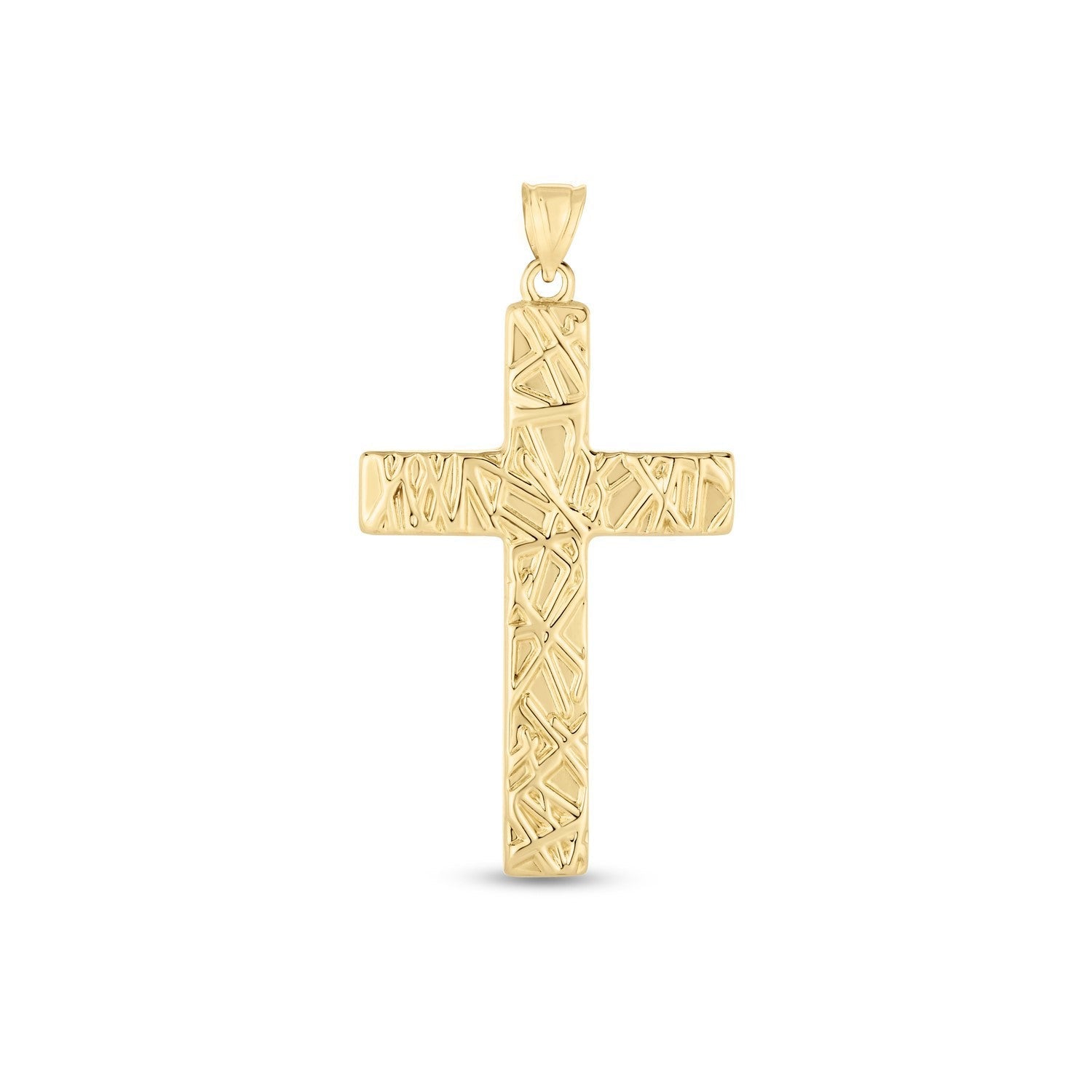 14k Yellow Gold High Polish Textured Cross Pendant Bids.com