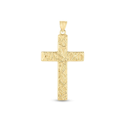 14k Yellow Gold High Polish Textured Cross Pendant Bids.com