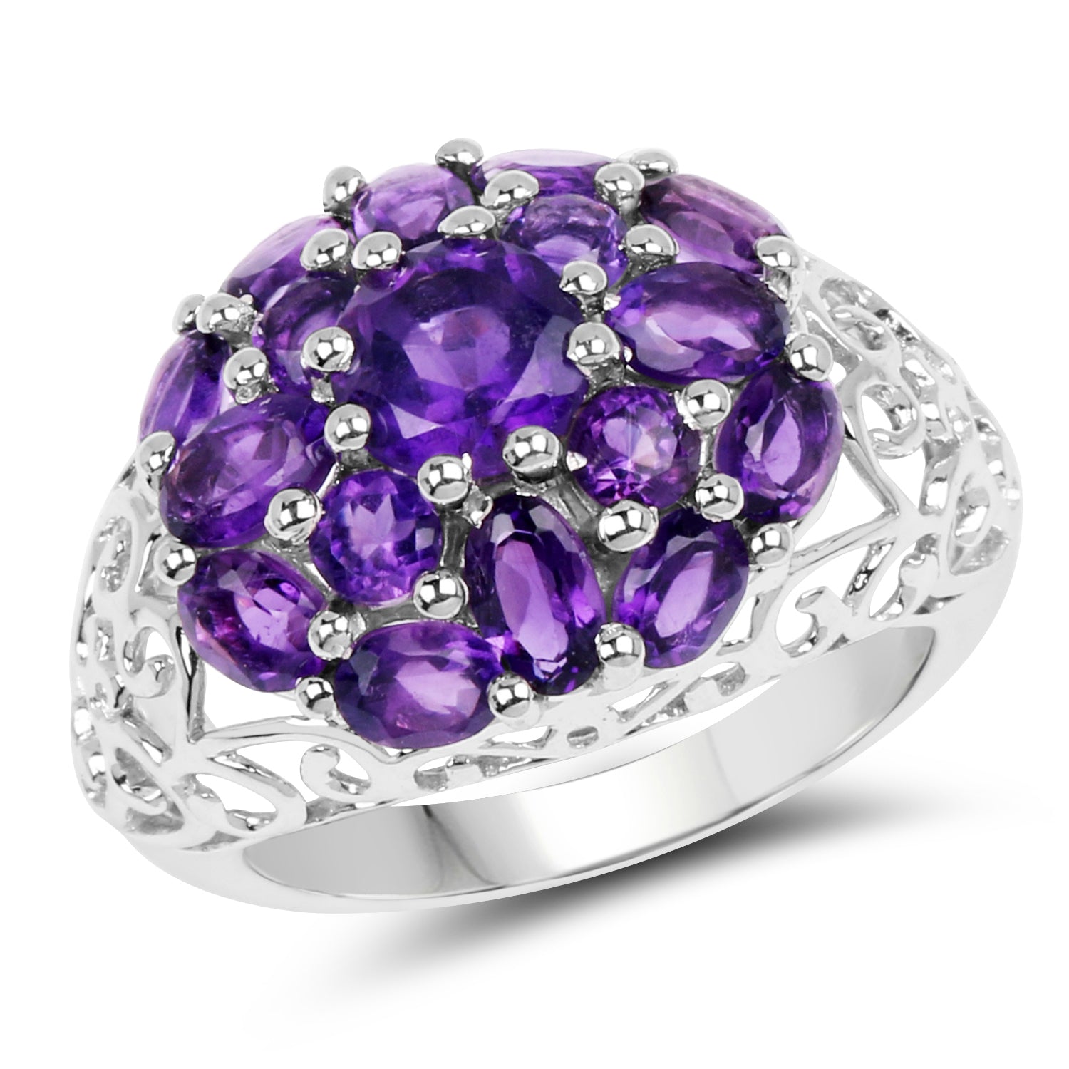 3.29 Carat Genuine Amethyst .925 Sterling Silver Ring Bids.com