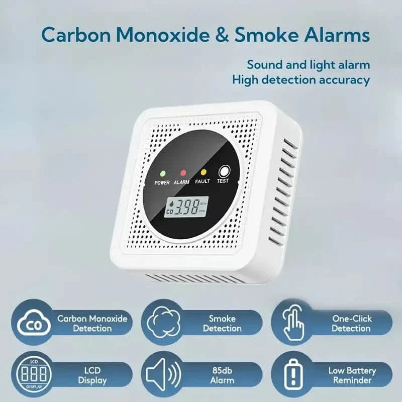Dual Sensor Smoke & Carbon Monoxide Detector Alarm with LCD Display DailySale